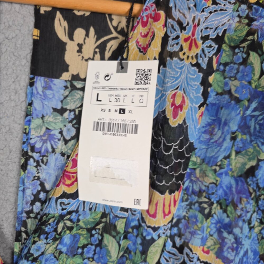 Zara Romper Large Multicolor Patchwork Print Flow… - image 7